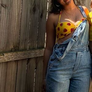 Yellow bikini top with strawberries